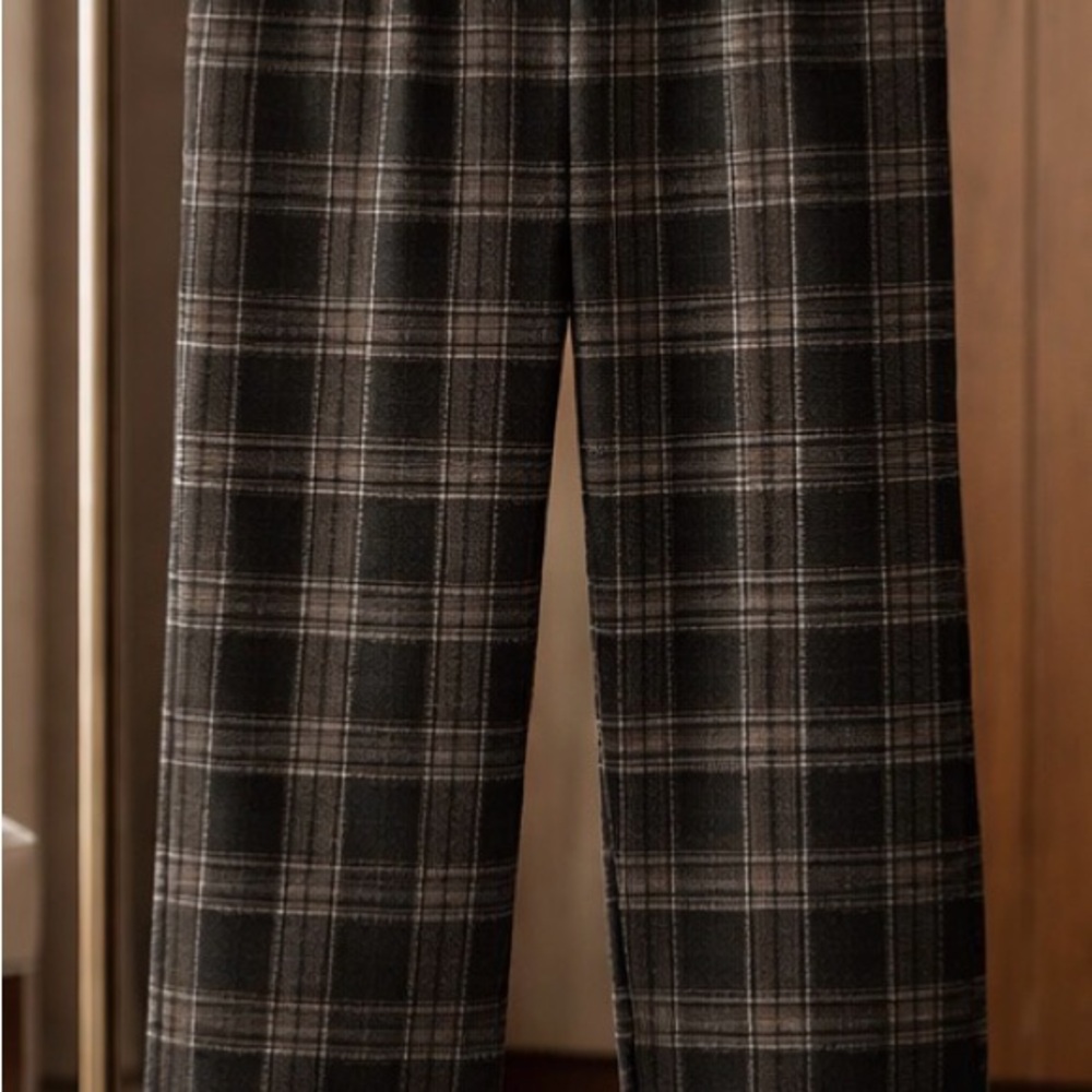 dip Men's Charcoal Plaid Dress Pants